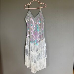 Fringe Dress with Colorful Teardrop Accents